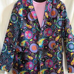 Men’s/Unisex CloudStyle Pop Art/Bandanna Full Print Jacket/Blazer Size Large EUC